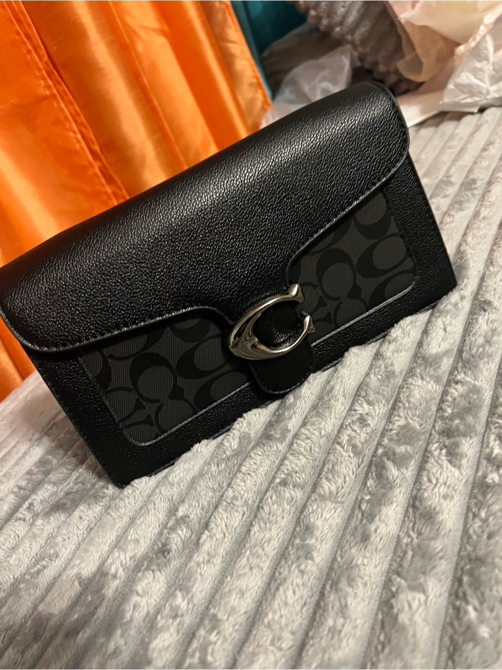 Coach Black Signature Canvas Crossbody with Silver-Tone Clasp